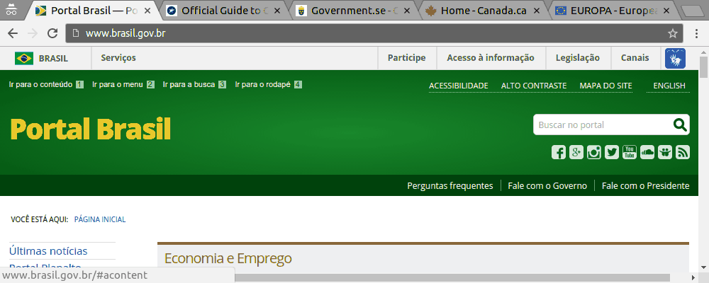 Comparativo entre barra de acessibilidade brasileira, que sempre ocupa espaço precioso em tela, com alternativas usadas em outros países, que exibem opções de acessibilidade apenas quando necessário, ao apertar tela tab Comparativo entre barra de acessibilidade brasileira, que sempre ocupa espaço precioso em tela, com alternativas usadas em outros países, que exibem opções de acessibilidade apenas quando necessário, ao apertar tela tab