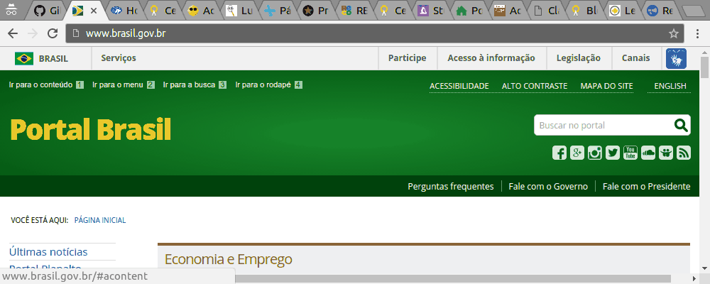Mesmo para sites não governamentais, premia-se na maioria das vezes sites que copiam a praticamente inutil barra de acessibilidade, sem margem para inovação, e desestimulando fortemente adoção em grandes portais Animação: exibe diversos sites não .gov.br, e ressalta que o topo deles é na maioria das vezes uma copia do padrao governamental